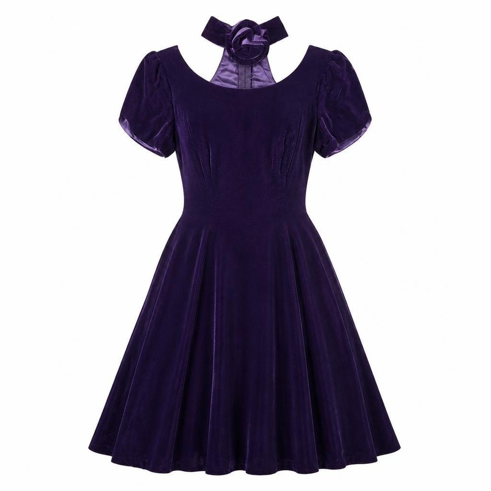 VTG Jessica McClintock Gunne Sax Dress 9 Purple Velvet Rosette Choker Whimsigoth